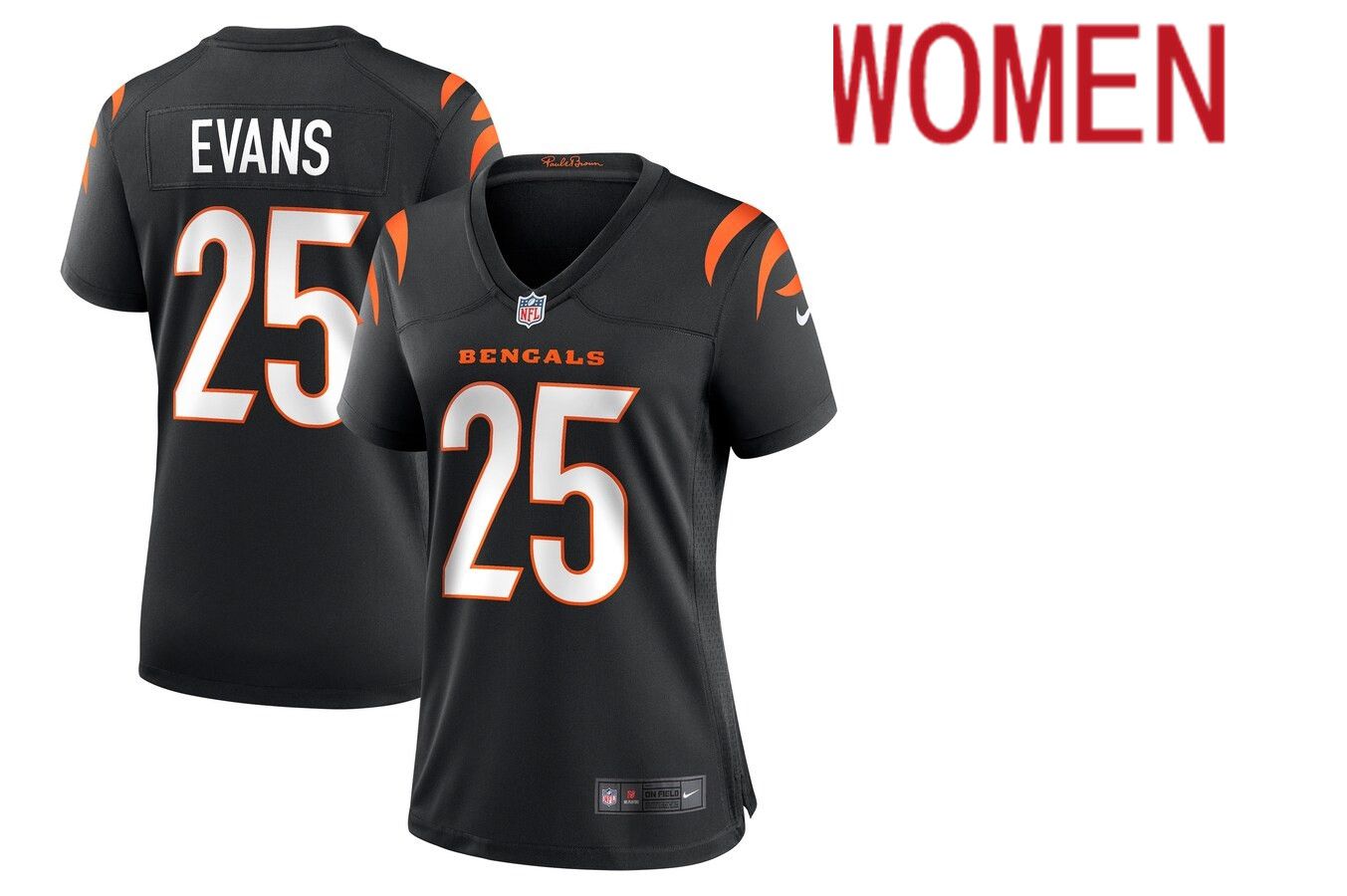 Women Cincinnati Bengals 25 Chris Evans Nike Black Game NFL Jersey